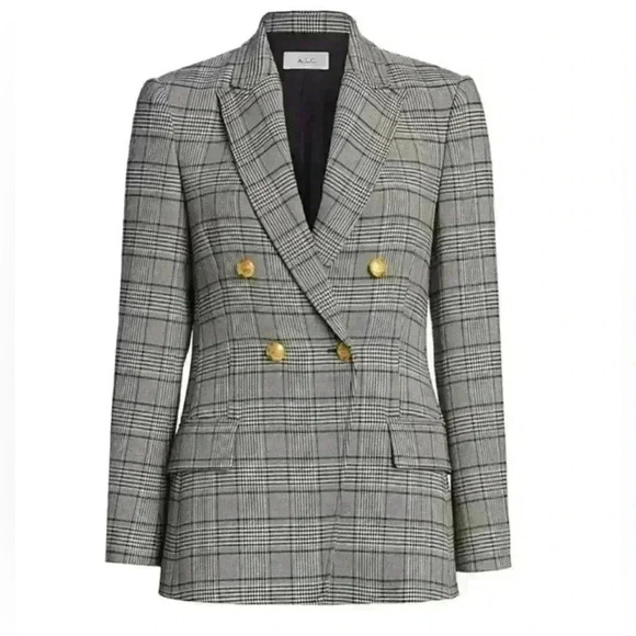 A.L.C Sedgwick II Glen Check Plaid & Houndstooth Double-Breasted Blazer Size XS - Picture 14 of 16